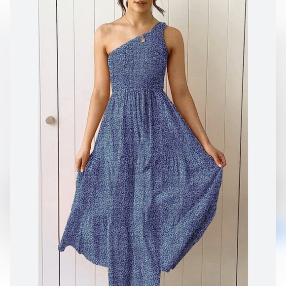 Zesica Women's Elegant Blue One-Shoulder Dress. NWT - Picture 2 of 13